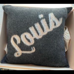 Louis Vuitton R99304 Logo Wool Cashmere Mix Pillow Cushion 2016 Black Brown